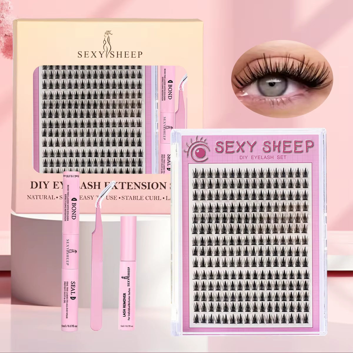 DIY Eyelashes Clusters Natural Eyelash Extension Segmented Lashes Bundles Manga Eye with Lash Tools