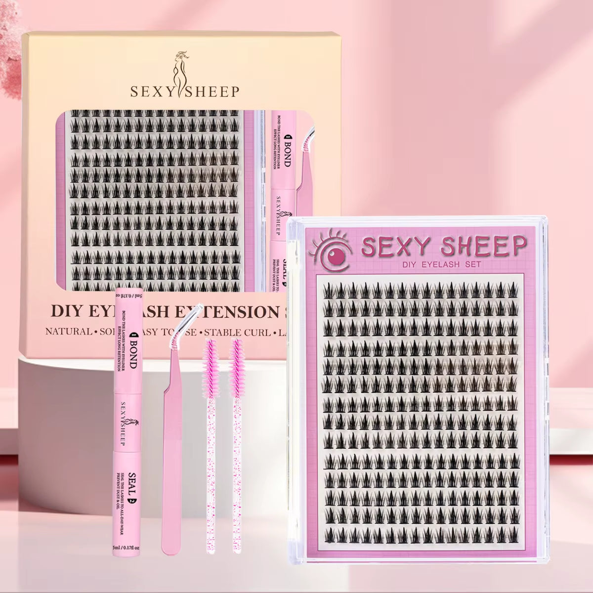 DIY Eyelashes Clusters Natural Eyelash Extension Segmented Lashes Bundles Manga Eye with Lash Tools