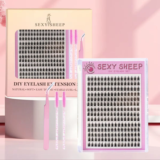 DIY Eyelashes Clusters Natural Eyelash Extension Segmented Lashes Bundles Manga Eye with Lash Tools